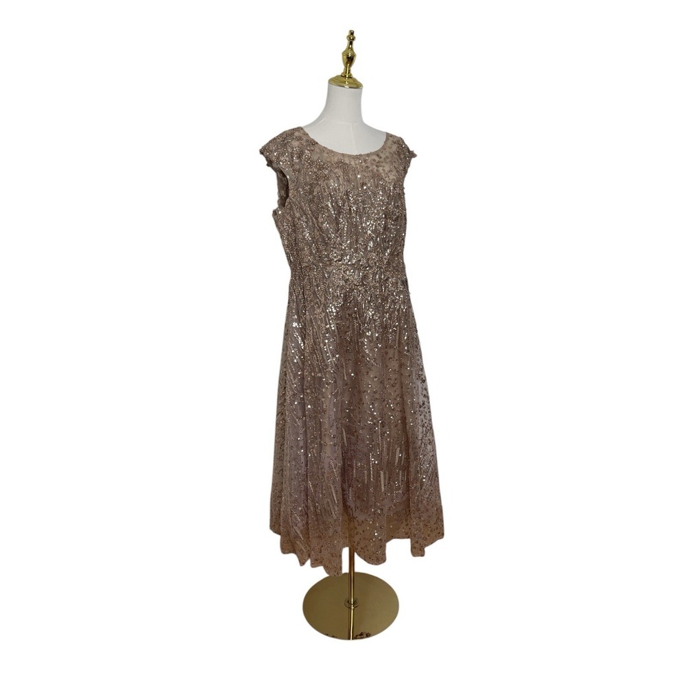 Mac Duggal 20398 Bronze Embellished A-Line Midi Dress Size 12 $498 - Picture 5 of 8